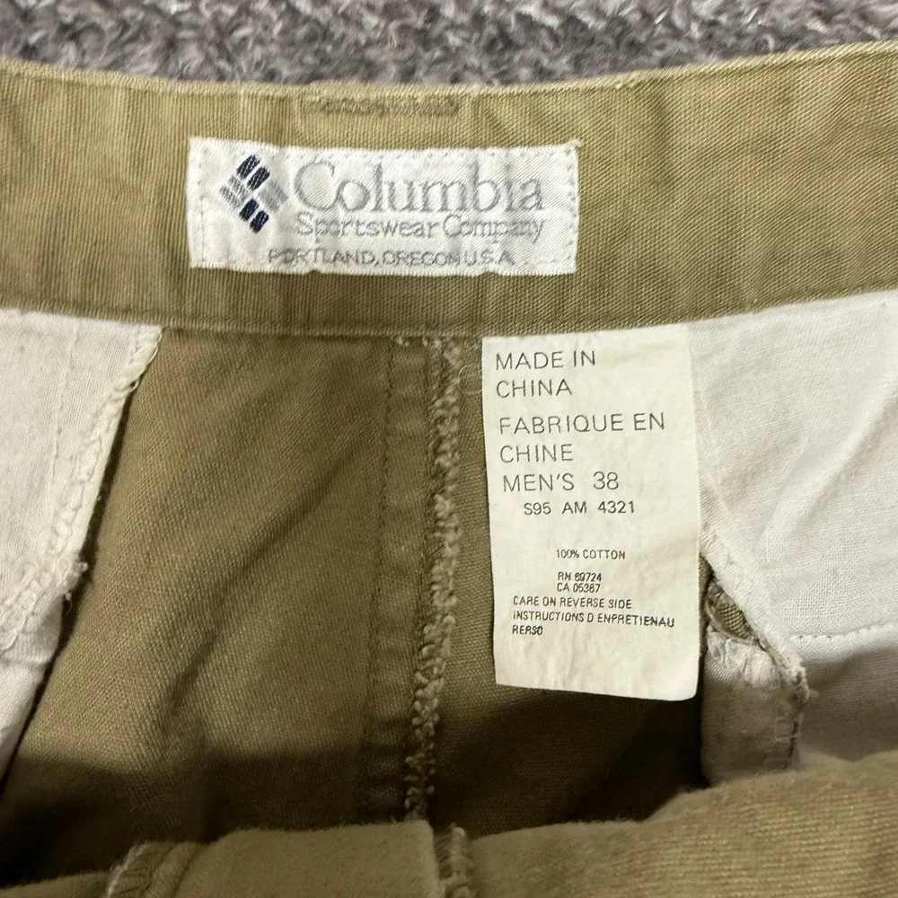 Columbia Mens Cargo Shorts 38 Khaki‎ Tan Flat Front Hiking Outdoor Cotton